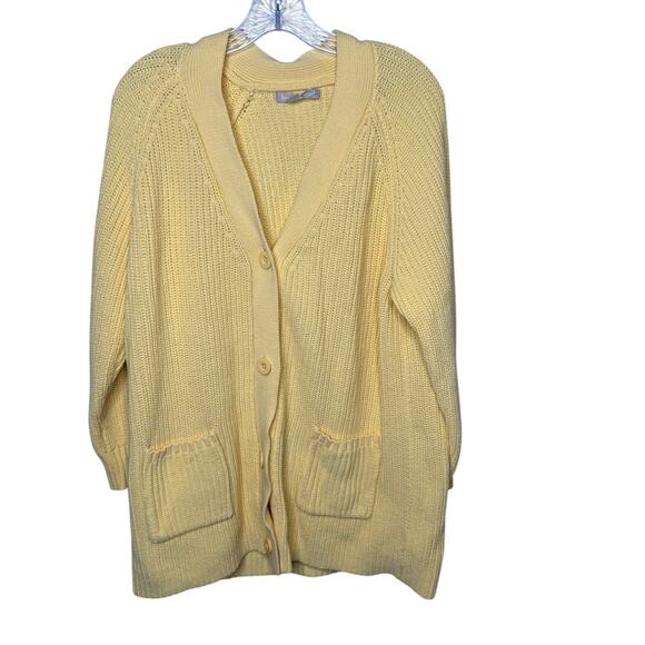 Woman Within Yellow Button Front Cardigan Sweater Women’s 1X 22/24 Cotton - Picture 1 of 7